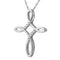 Infinity Cross CZ Pendant Necklace, Rhodium Plated Sterling Silver, 18"