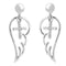 Mirror Polished Angel Wing CZ Cross Earrings, Rhodium Plated Sterling Silver