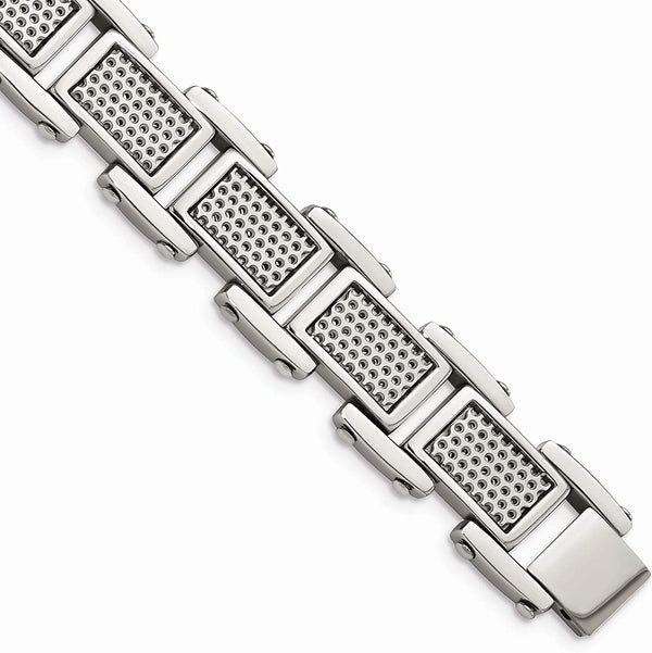 Men's Polished and Brushed Stainless Steel Bracelet, 8.5 Inches