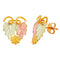 Heart Shaped Leaf Earrings, 10k Yellow Gold, 12k Green and Rose Gold Black Hills Gold Motif