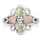 Ave 369 Diamond-Cut Quatrefoil with Leaves Ring, Sterling Silver, 12k Green and Rose Gold Black Hills Gold Motif