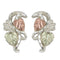 Diamond-Cut Inlaid Leaf Earrings, Sterling Silver, 12k Green Gold, 12k Rose Gold Black Hills Gold