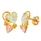 Graduated Leaves Stud Earrings, 10k Yellow Gold, 12k Green and Rose Gold Black Hills Gold Motif