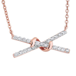 X-Bar CZ PNecklace, Rose Gold Plated Sterling Silver, 18"
