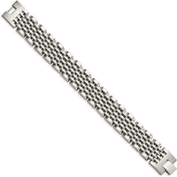 Men's Polished and Brushed Stainless Steel 19mm Link Bracelet, 8 Inches