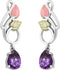 Pear Amethyst CZ Dangle Earrings, Sterling Silver, 12k Green and Rose Gold Black Hills Gold Motif