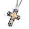 Antiqued Cross Pendant Necklace, Sterling Silver, 12k Green and Rose Gold Black Hills Gold Motif, 18''