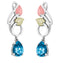 Pear Swiss Blue CZ Dangle Earrings, Sterling Silver, 12k Green and Rose Gold Black Hills Gold Motif