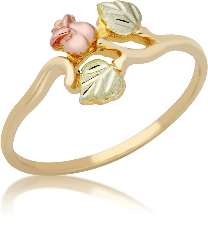 The Men's Jewelry Store (for HER) Dakota Rose Ring, 10k Yellow Gold, 12k Green Gold, 12k Rose Gold Black Hills Gold Motif