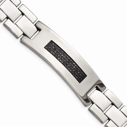 Men's Stainless Steel 18mm Black Diamond Bracelet, 8.25 Inches (.50 Ctw)