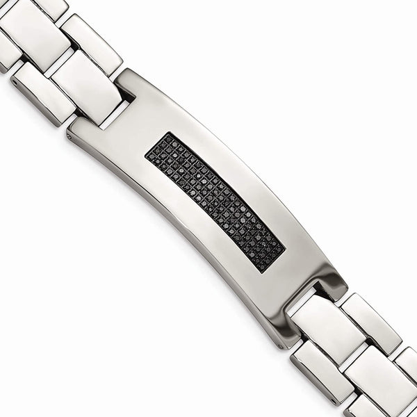 Men's Stainless Steel 18mm Black Diamond Bracelet, 8.25 Inches (.50 Ctw)