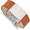 Men's Textured Light Brown Leather Satin-Brushed Stainless Steel ID Bracelet, 8 Inches