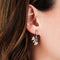 3-Stone Diamond Leaf Earrings, Rhodium Plated Sterling Silver, 10k Green and Rose Gold (0.65 Ctw)