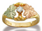 10k Yellow Gold Diamond Black Hill Gold Leaf Ring, 12k Green and Rose Gold