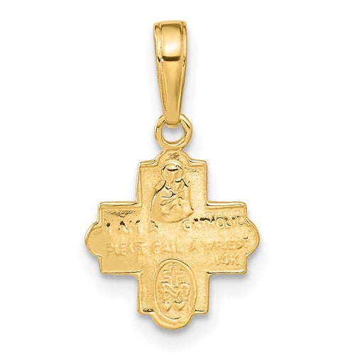Ave 369 14k Yellow Gold Four Way Cross Medal Pendant (19X11MM)