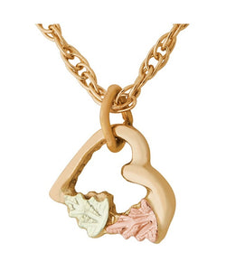 Ave 369 Dainty Heart Pendant Necklace, 10k Yellow Gold, 12k Green and Rose Gold Black Hills Gold Motif, 18"