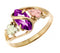 Ave 369 Amethyst Marquise Petite Leaf Ring, 10k Yellow Gold, 12k Green and Rose Gold Black Hills Gold