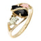 AVE 369 10k Yellow Gold .90 Ct Faceted Onyx Marquise Ring with 12k Green and Rose Gold