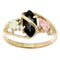 AVE 369 10k Yellow Gold .90 Ct Faceted Onyx Marquise Ring with 12k Green and Rose Gold