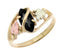 AVE 369 10k Yellow Gold .90 Ct Faceted Onyx Marquise Ring with 12k Green and Rose Gold