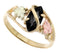 AVE 369 10k Yellow Gold .90 Ct Faceted Onyx Marquise Ring with 12k Green and Rose Gold