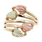 Ave 369 Grape Leaf Bypass Ring, 10k Yellow Gold, 12k Pink and Green Gold Black Hills Gold Motif