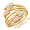 Ave 369 Grape Leaf Bypass Ring, 10k Yellow Gold, 12k Pink and Green Gold Black Hills Gold Motif