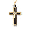 Ave 369 Black Powder Coat Trim Cross Pendant Necklace, 10k Yellow Gold, 12k Green and Rose Gold Black Hills Gold Motif, 18"