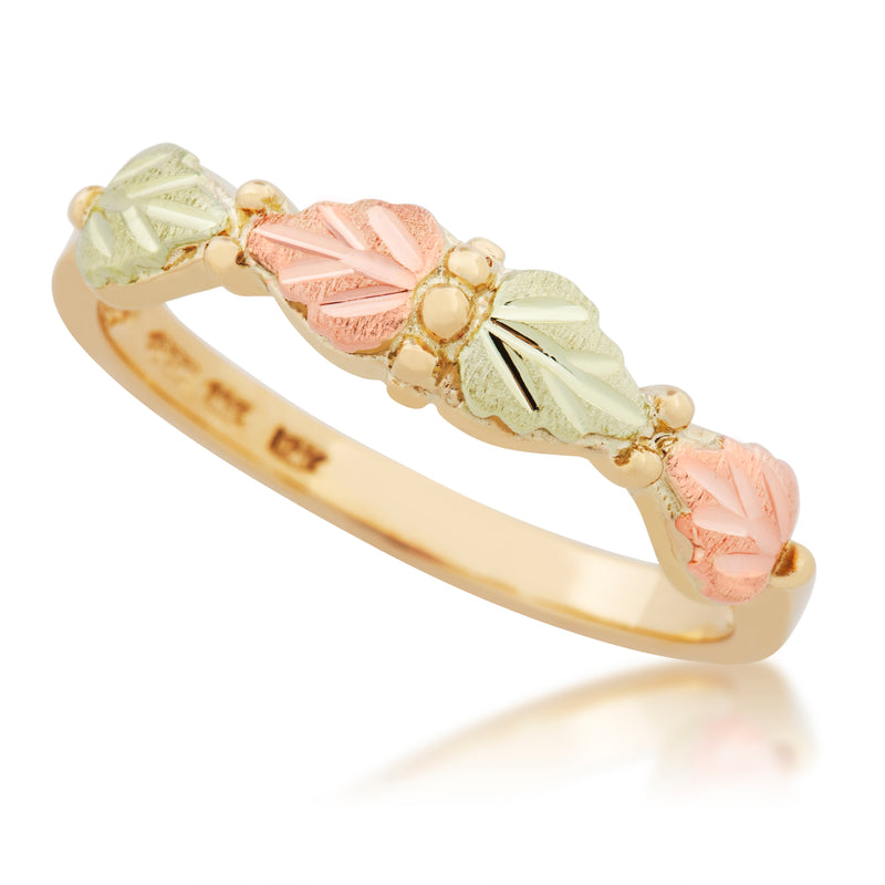 Ave 369 Petite Black Hills Gold Band, 10k Yellow Gold, 12k Pink and Green Gold