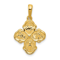 Ave 369 14k Yellow Gold Four Way Cross Medal Pendant (29X18 MM)