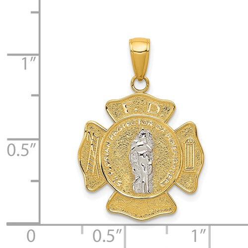 Ave 369 14k Yellow and White Gold Saint Florian Medal Pendant (22X20MM)
