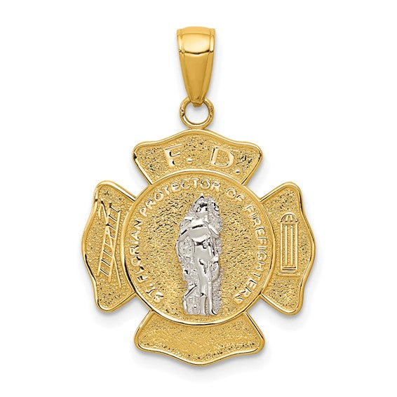 Ave 369 14k Yellow and White Gold Saint Florian Medal Pendant (22X20MM)
