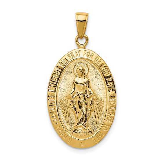 Ave 369 14k Yellow Gold Miraculous Medal Pendant