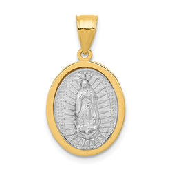 Ave 369 14k Yellow and White Gold Our Lady of Guadalupe Oval Charm (15.79x13.48 MM)