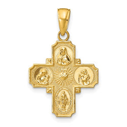 Ave 369 14k Yellow Gold 4-Way Cross Medal Pendant (29x19MM)