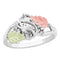 Ave 369 Marquise Synthetic White Spinel April Birthstone Wrap Ring, Sterling Silver, 12k Green and Rose Black Hills Gold