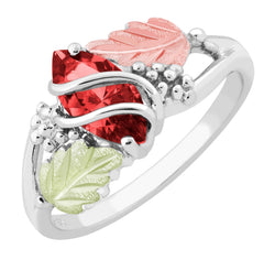 Ave 369 Marquise Garnet Double Wrap Ring, Sterling Silver, 12k Green and Rose Black Hills Gold