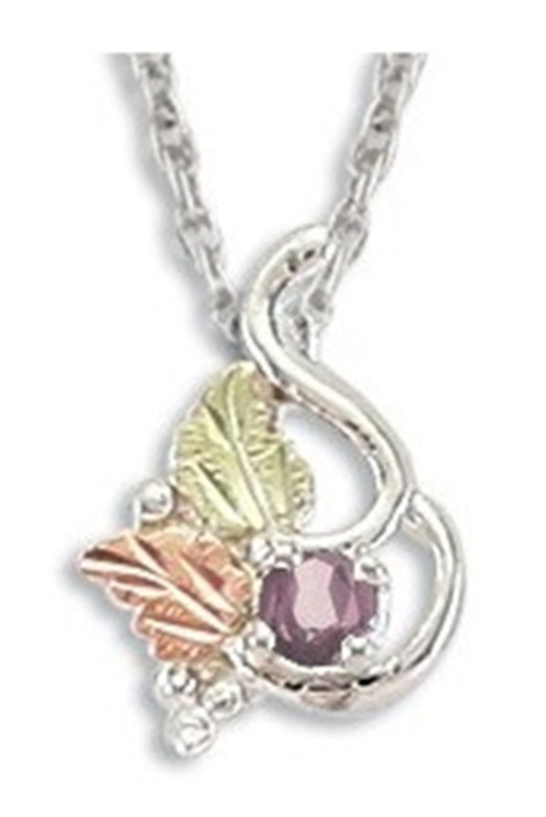 Ave 369 Created Alexandrite June Birthstone Pendant Necklace, Sterling Silver, 12k Green and Rose Gold Black Hills Gold Motif, 18"