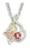 Ave 369 Synthetic Ruby July Birthstone Pendant Necklace, Sterling Silver, 12k Rose and Green Black Hills Gold