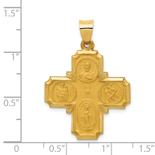 Ave 369 14k Yellow Gold Four-Way Medal Pendant (34X25 MM)