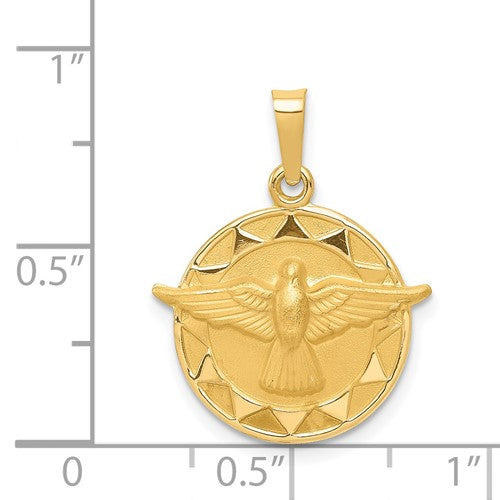 Ave 369 14k Yellow Gold Holy Spirit Dove Medal Round Pendant (24X18MM)