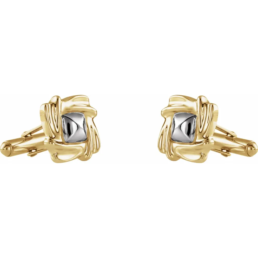 Ave 369 14k Yellow and White Gold Square Cuff Links, 16.5MM