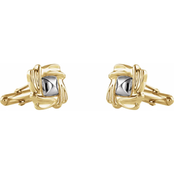 Ave 369 14k Yellow and White Gold Square Cuff Links, 16.5MM