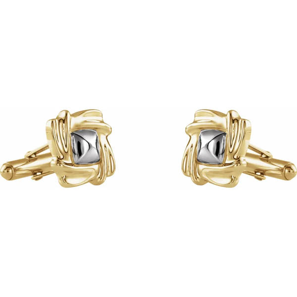 Ave 369 14k Yellow and White Gold Square Cuff Links, 16.5MM