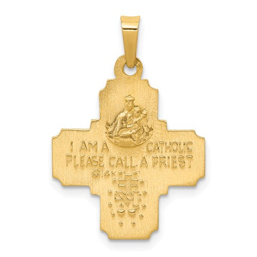 Ave 369 14k Yellow Gold Four Way Cross Medal Pendant (22X18MM)