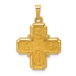 Ave 369 14k Yellow Gold Four Way Cross Medal Pendant (22X18MM)