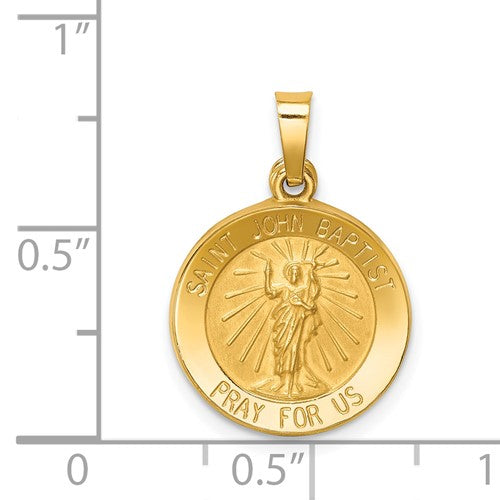 Ave 369 14k Yellow Gold and Satin St. John Baptist Medal Pendant (17X15MM)