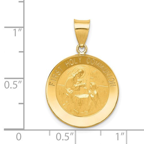 Ave 369 14k Yellow Gold First Holy Communion Medal Pendant (21X18MM)