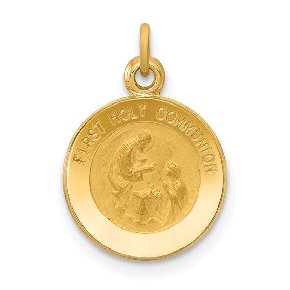 Ave 369 14k Yellow Gold First Communion Medal Charm (16X12 MM)