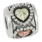 Ave 369 Cylinder Heart Bead Charm, Sterling Silver, 12k Green Gold, 12k Rose Gold Black Hills Gold